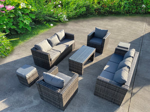 RATTAN WICKER GARDEN OUTDOOR TABLE AND CHAIRS FURNITURE PATIO COFFEE TABLE SET GREY