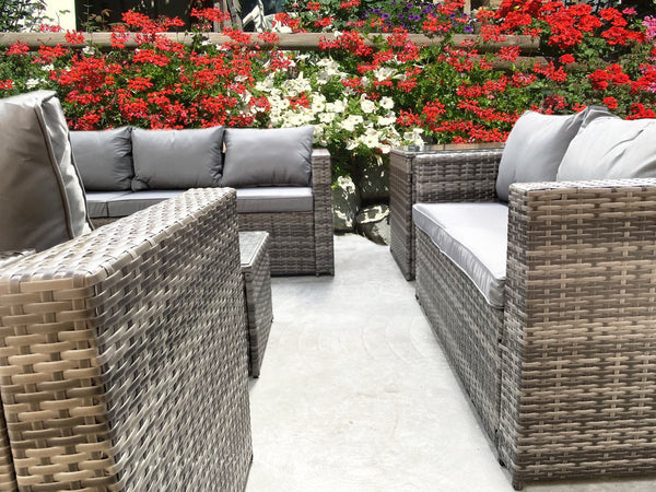 NEW RATTAN GARDEN WICKER OUTDOOR CONSERVATORY CORNER SOFA FURNITURE SET