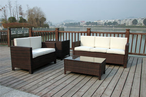 RATTAN WICKER OUTDOOR GARDEN SET WITH EXTRA COFFEE TABLE