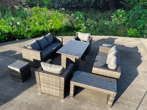 RATTAN WICKER GARDEN OUTDOOR TABLE AND CHAIRS FURNITURE PATIO DINING SET GREY