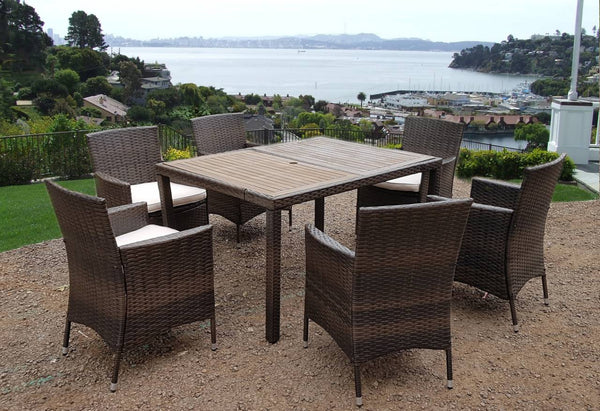 RATTAN WICKER CONSERVATORY OUTDOOR GARDEN FURNITURE PATIO CUBE TABLE CHAIR SET 4/6/8 seater
