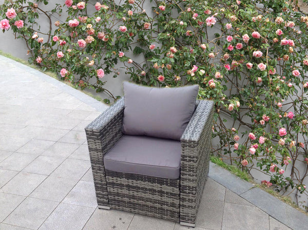 RATTAN WICKER CONSERVATORY OUTDOOR GARDEN FURNITURE GREY SET CORNER SOFA TABLE