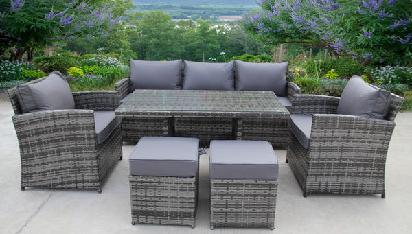 RATTAN WICKER CONSERVATORY OUTDOOR GARDEN FURNITURE DINING SET CORNER SOFA TABLE