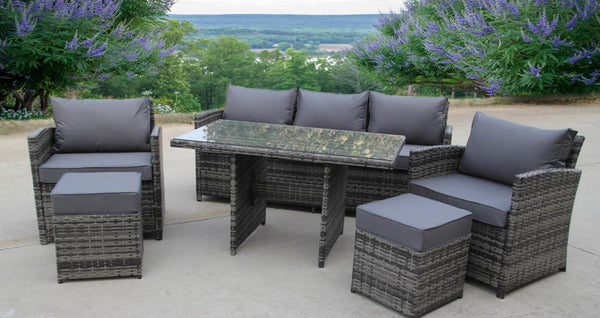 RATTAN WICKER CONSERVATORY OUTDOOR GARDEN FURNITURE DINING SET CORNER SOFA TABLE