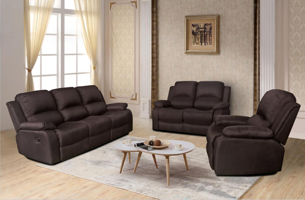 RECLINER LAZYBOY THREE TWO ONE SOFA SUITES SETTEE BROWN FABRIC 3 2 1 SEATER