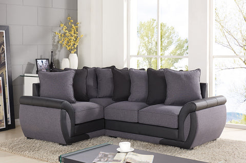 CORNER SOFA SUITES SETTEE GRAY CHARCOAL FABRIC 3 2 SEATER ARMCHAIR LEATHER