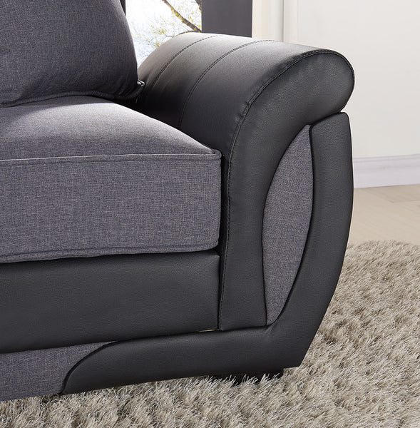 CORNER SOFA SUITES SETTEE GRAY CHARCOAL FABRIC 3 2 SEATER ARMCHAIR LEATHER