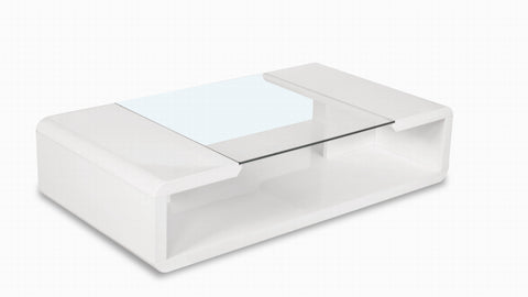 Glass Coffee high gloss white table black Stylish Modern Contemporary Room
