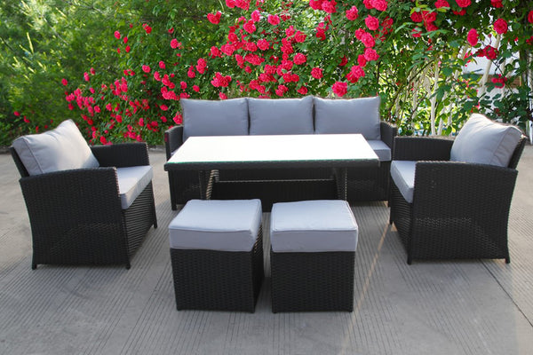 RATTAN WICKER CONSERVATORY OUTDOOR GARDEN FURNITURE DINING SET CORNER SOFA TABLE