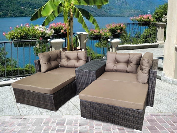 RATTAN GARDEN WICKER OUTDOOR SUN LOUNGER SOFA FURNITURE SET CUBE CORNER DINING