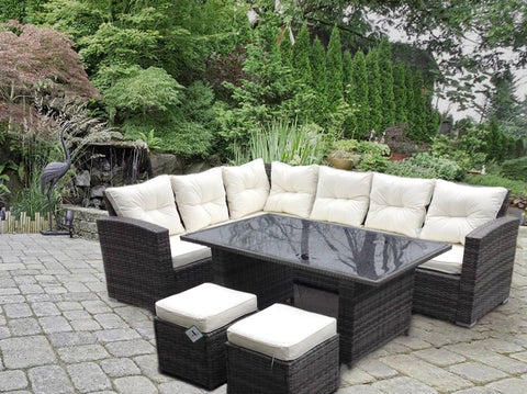 RATTAN WICKER CONSERVATORY OUTDOOR GARDEN FURNITURE DINING SET CORNER SOFA TABLE