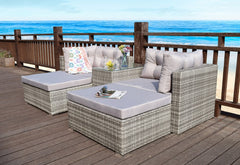 RATTAN GARDEN WICKER OUTDOOR SUN LOUNGER SOFA FURNITURE SET CUBE CORNER DINING