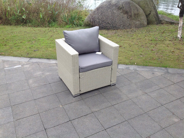 RATTAN WICKER CONSERVATORY OUTDOOR GARDEN FURNITURE SET CORNER GREY SOFA TABLE