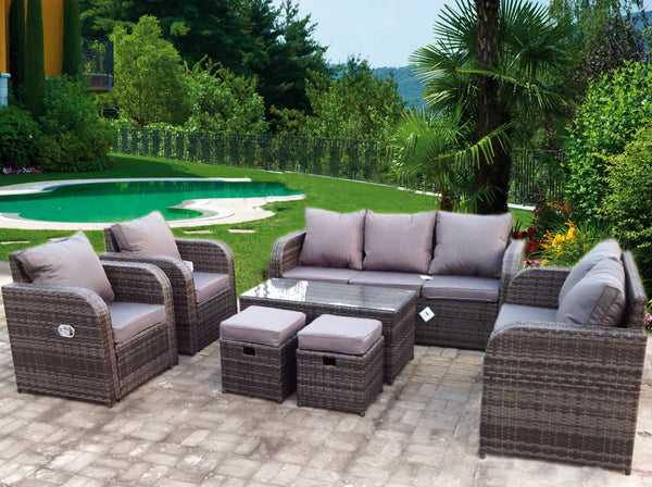 RECLINER RATTAN WICKER CONSERVATORY OUTDOOR GARDEN FURNITURE SET CORNER SOFA