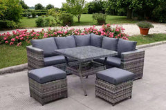 NEW RATTAN GARDEN WICKER OUTDOOR CONSERVATORY CORNER SOFA DINING FURNITURE SET