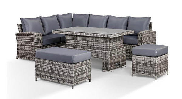 NEW RATTAN GARDEN WICKER OUTDOOR CONSERVATORY CORNER SOFA DINING FURNITURE SET