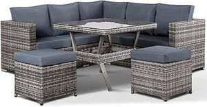 NEW RATTAN GARDEN WICKER OUTDOOR CONSERVATORY CORNER SOFA DINING FURNITURE SET