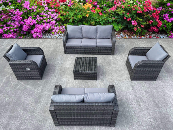 RECLINER RATTAN WICKER CONSERVATORY OUTDOOR GARDEN FURNITURE SET CORNER SOFA