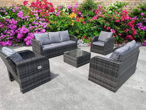 RECLINER RATTAN WICKER CONSERVATORY OUTDOOR GARDEN FURNITURE SET CORNER SOFA