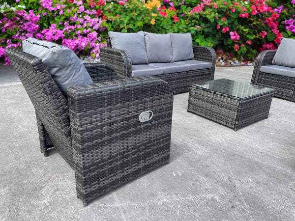 RECLINER RATTAN WICKER CONSERVATORY OUTDOOR GARDEN FURNITURE SET CORNER SOFA