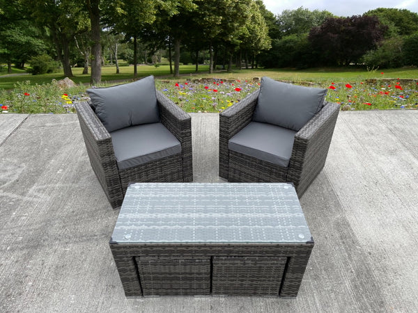 RATTAN WICKER GARDEN OUTDOOR TABLE AND CHAIRS FURNITURE PATIO DINING SET GREY