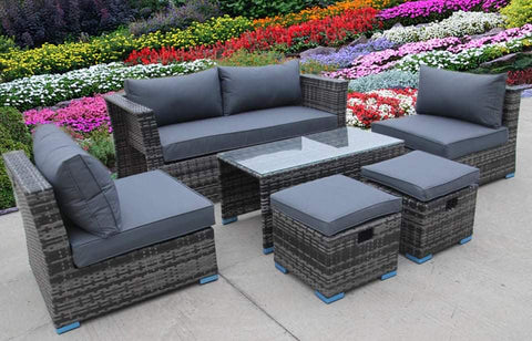 NEW RATTAN WICKER CONSERVATORY OUTDOOR GARDEN FURNITURE SET CUBE SOFA TABLE