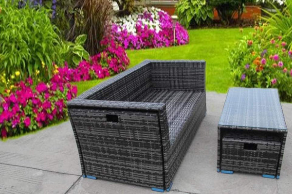 NEW RATTAN WICKER CONSERVATORY OUTDOOR GARDEN FURNITURE SET CUBE SOFA TABLE