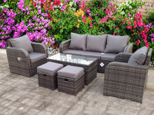 RECLINER RATTAN WICKER CONSERVATORY OUTDOOR GARDEN FURNITURE SET CORNER SOFA