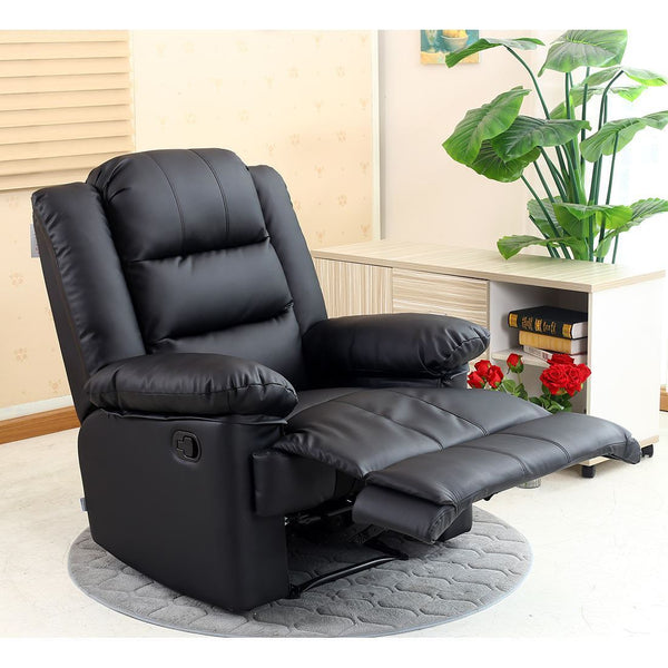 RECLINER BLACK SOFA SUITES SETTEE LAZY BOY 3 2 1 SEATER ARMCHAIR FAUX LEATHER