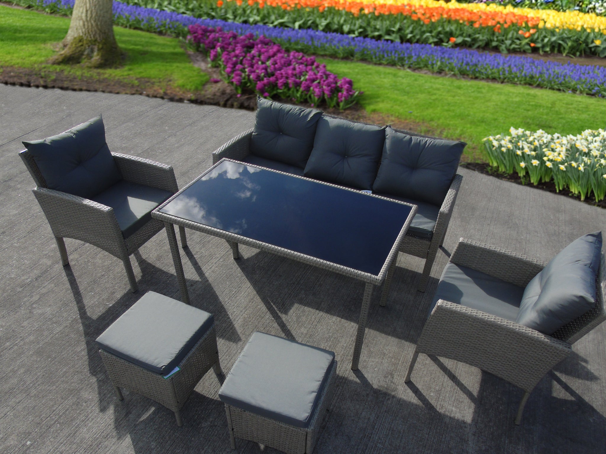 RATTAN WICKER CONSERVATORY OUTDOOR GARDEN FURNITURE DINING SET CORNER SOFA TABLE