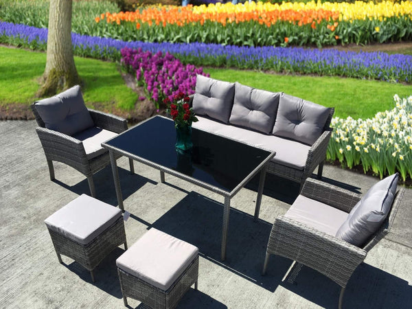 RATTAN WICKER CONSERVATORY OUTDOOR GARDEN FURNITURE DINING SET CORNER SOFA TABLE