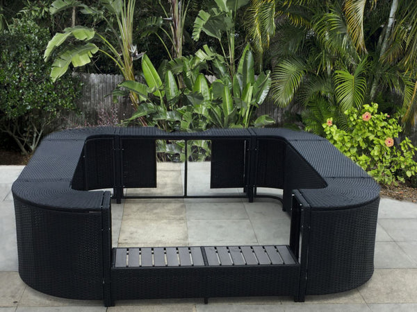 storage mspa spa Rattan Spa Surround Hot Tub lay-z Tropical Hardwood Outdoor