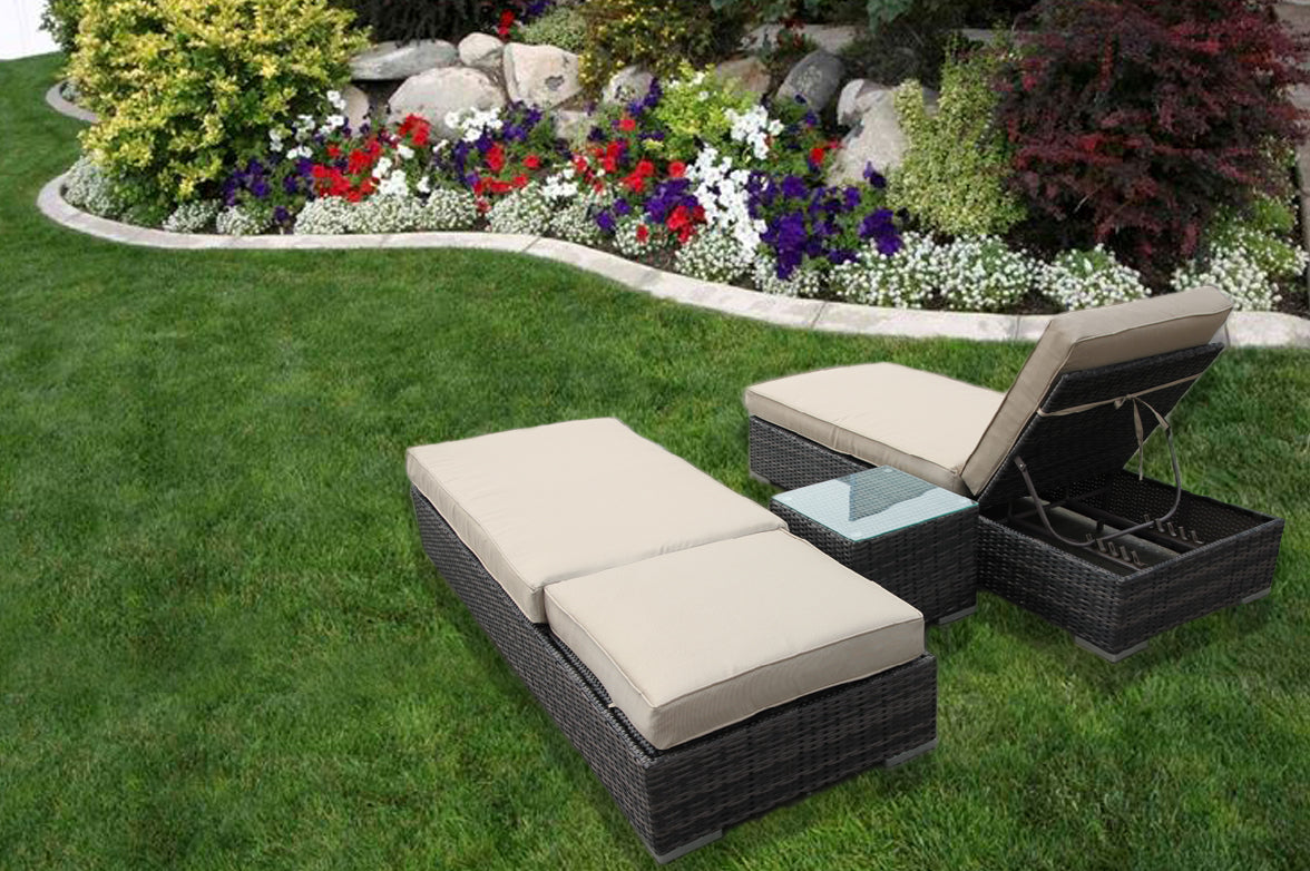 SUN LONGERS TABLE RATTAN WICKER CONSERVATORY OUTDOOR GARDEN