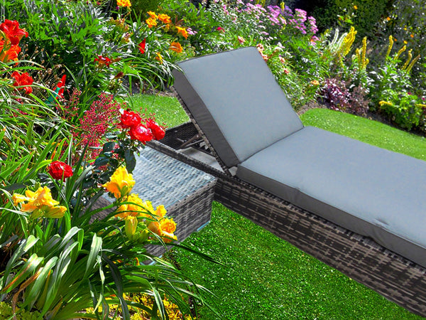 SUN LONGERS TABLE RATTAN WICKER CONSERVATORY OUTDOOR GARDEN FURNITURE